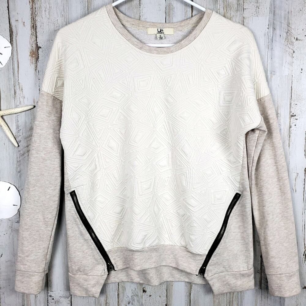 Ya Los Angeles Zipper Sweater Ivory Size Small